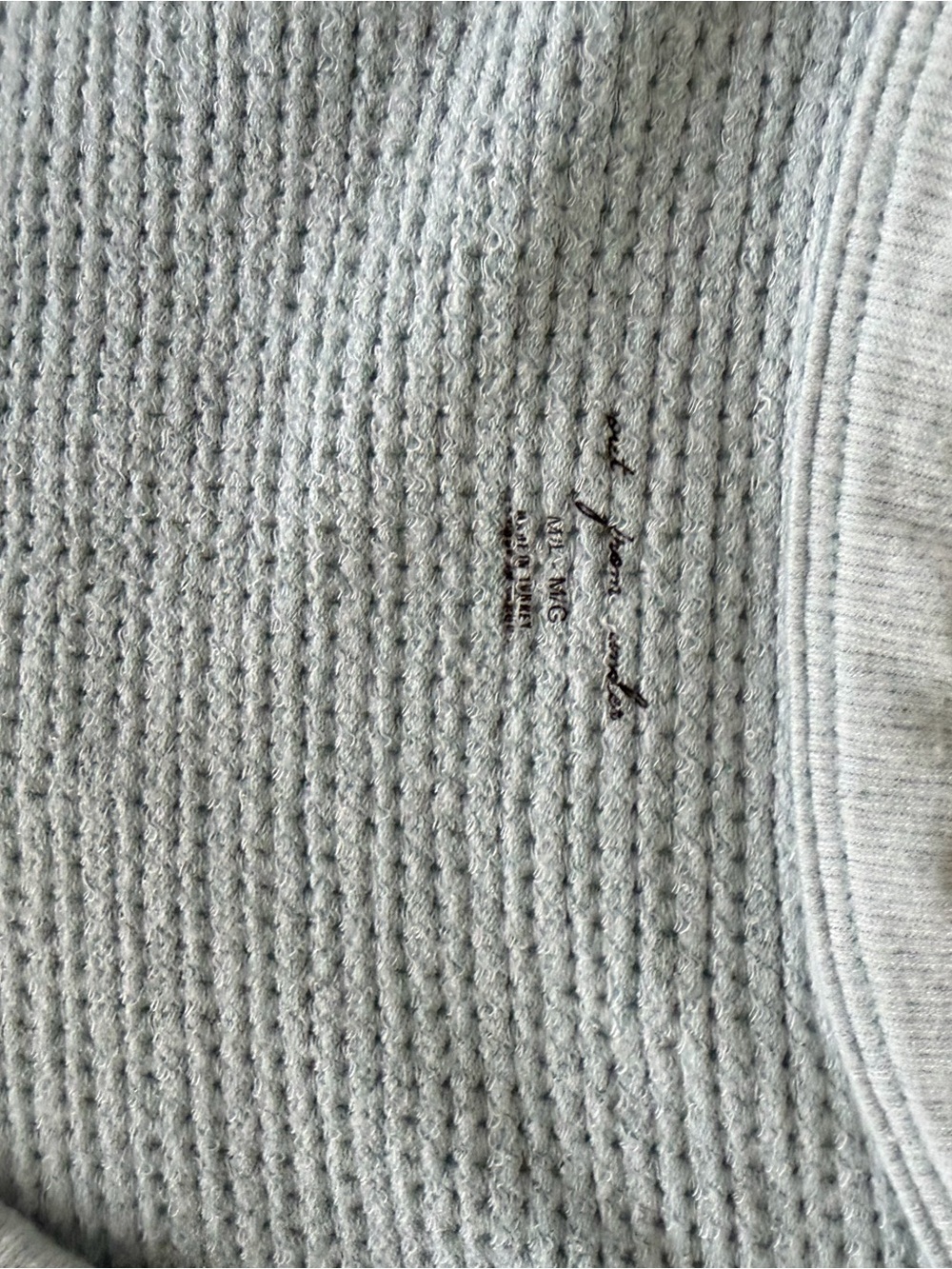 Urban Outfitters Light Blue Waffle-Knit Cropped Tank with Drawstring - Picture 2 of 4